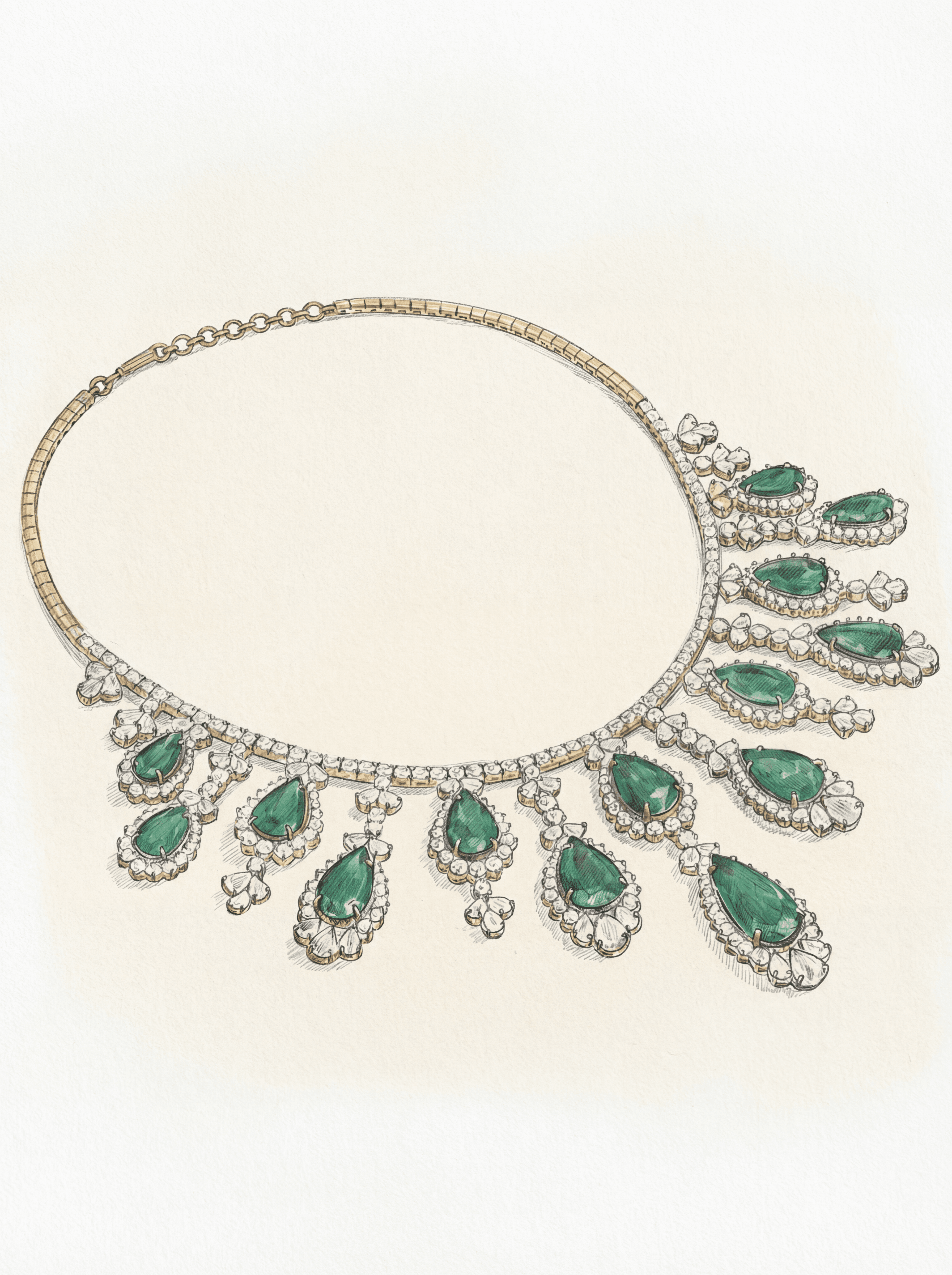 High end emerald necklace