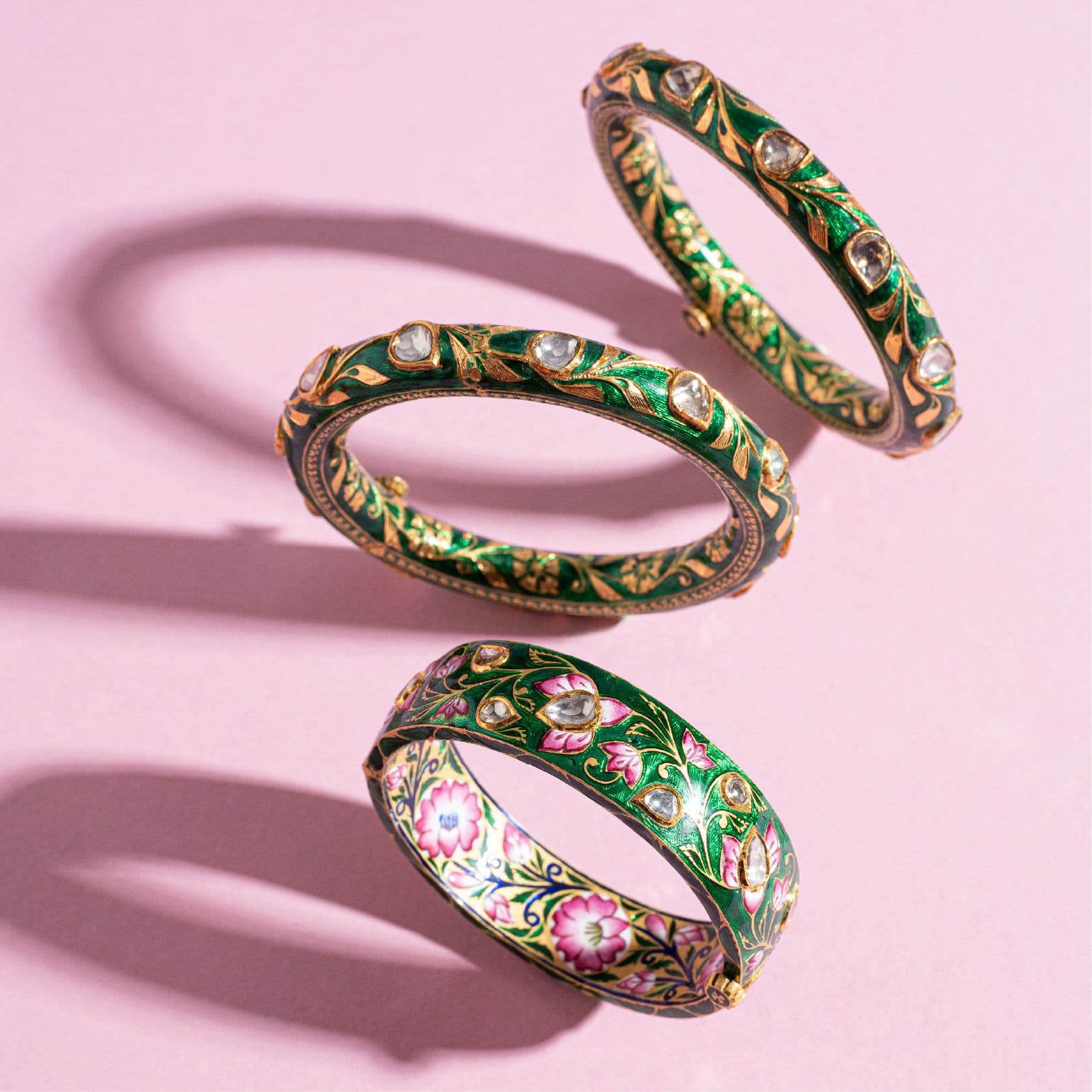 Green enamel bangles