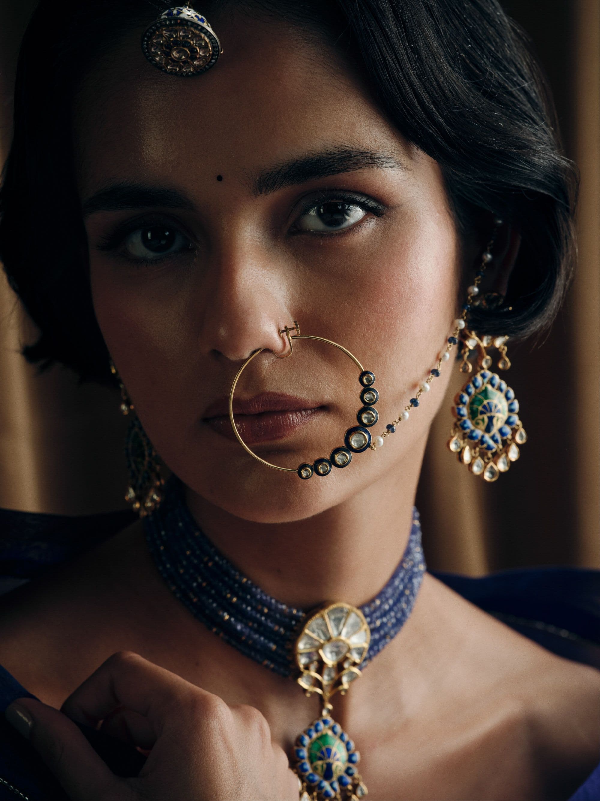 Nath and peacock enamel earrings
