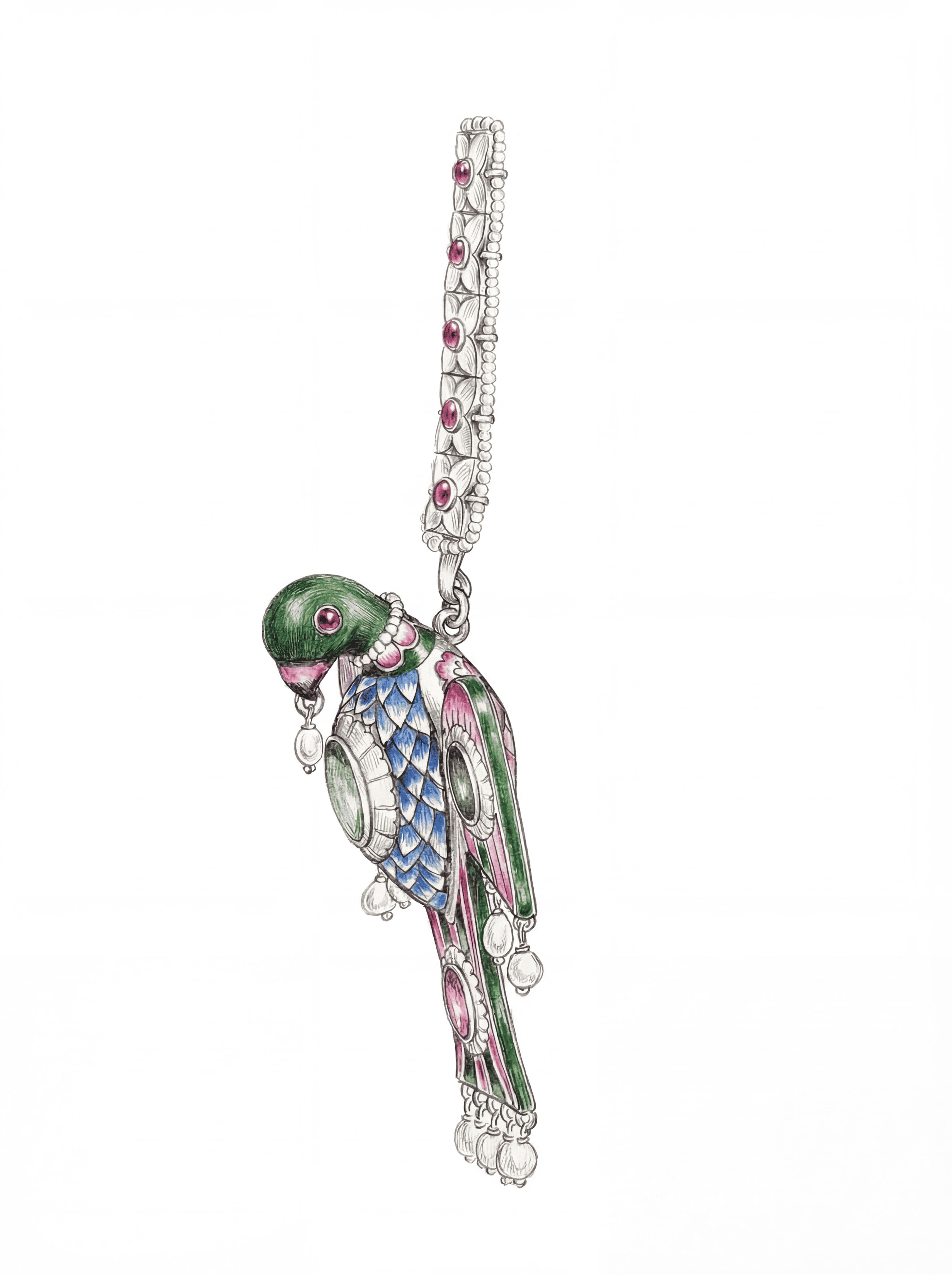 objects parrot brooch