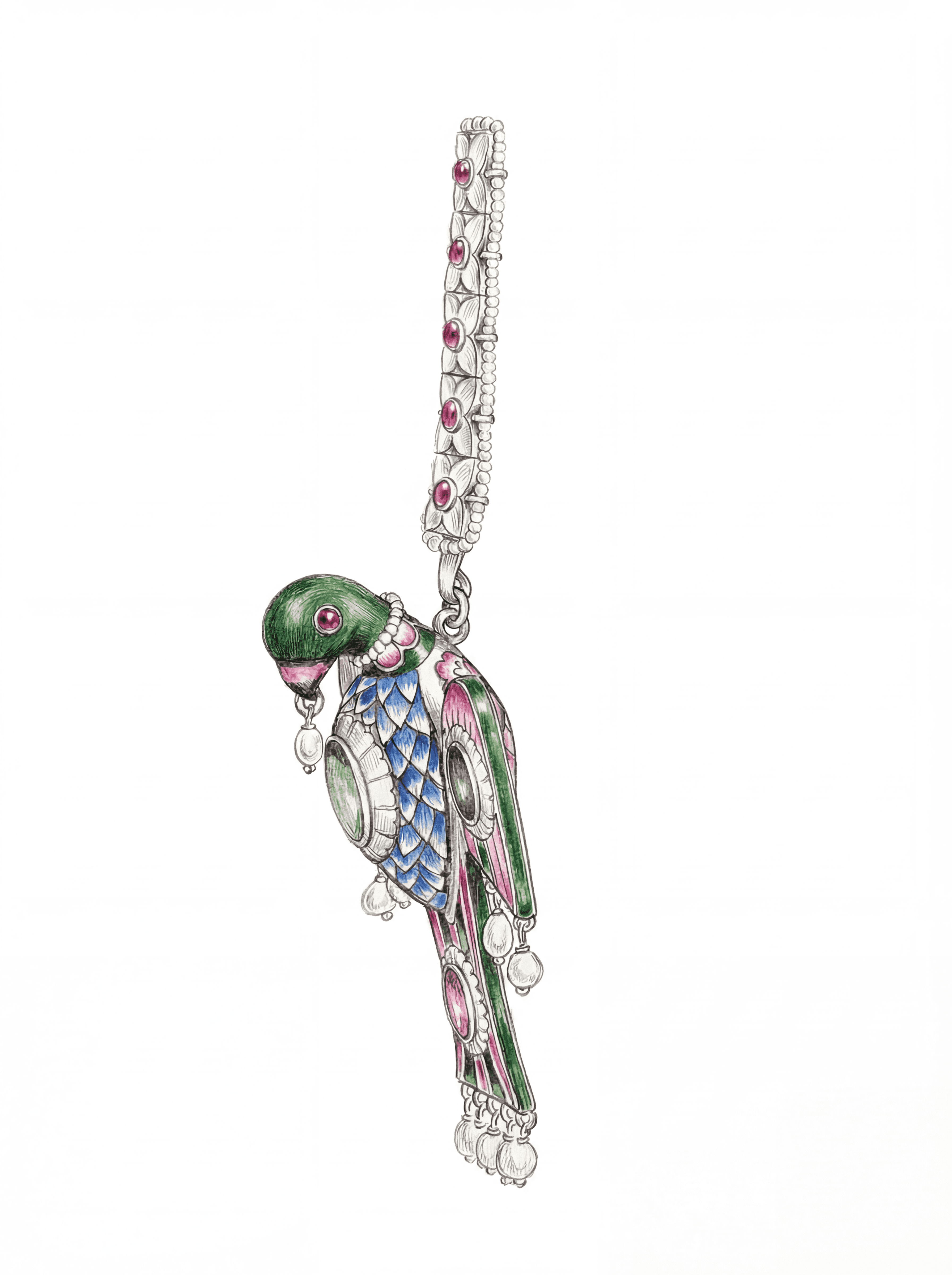 objects parrot brooch