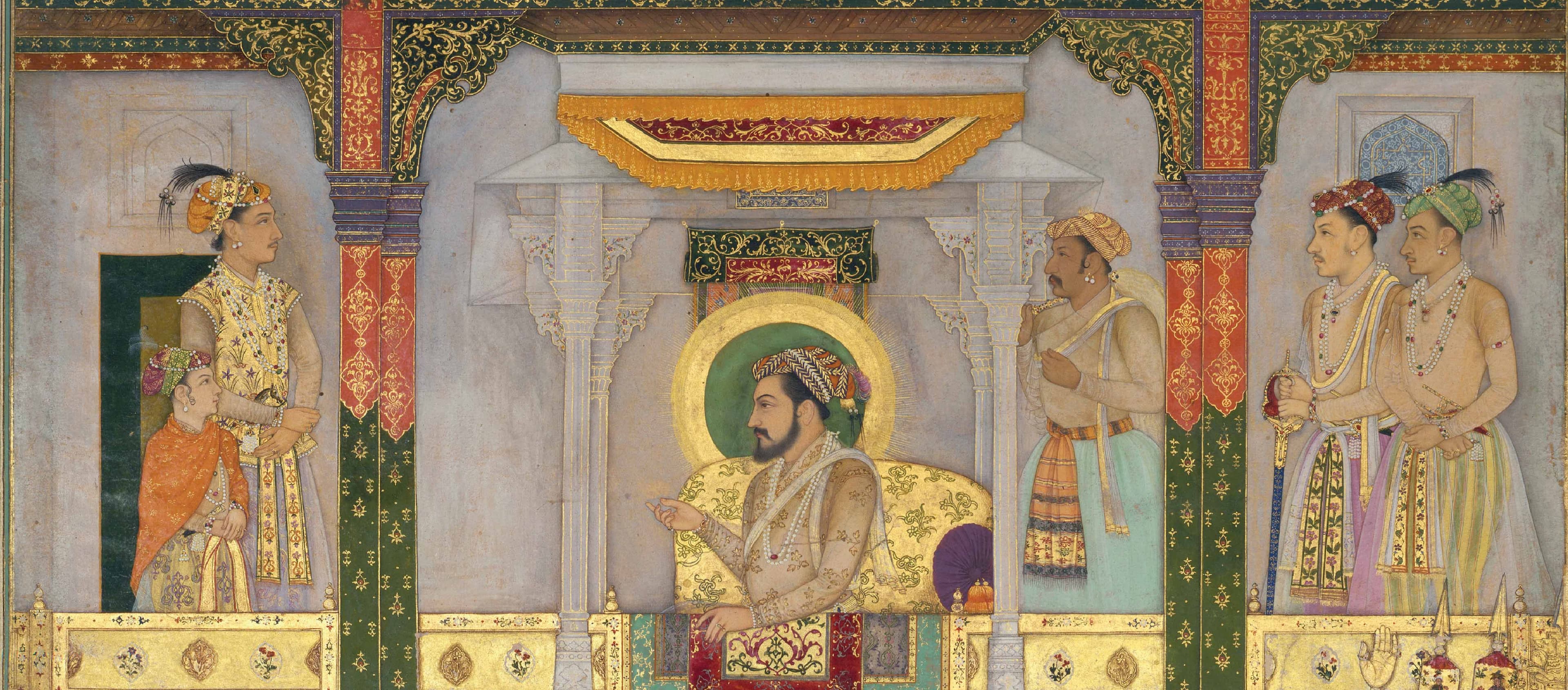 Mughal miniature painting of a royal court scene